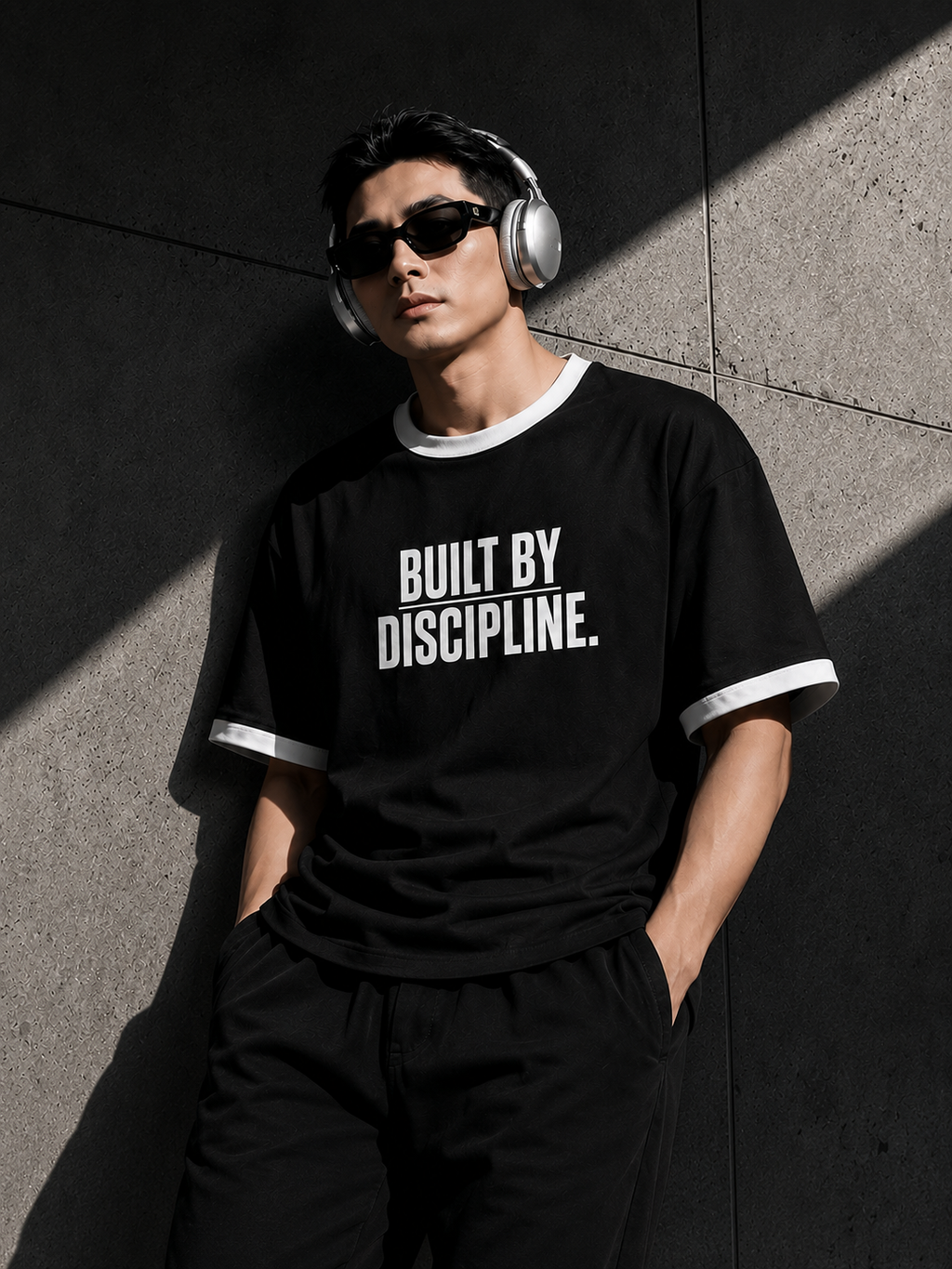 Built By Discipline Ringer Tee — Black